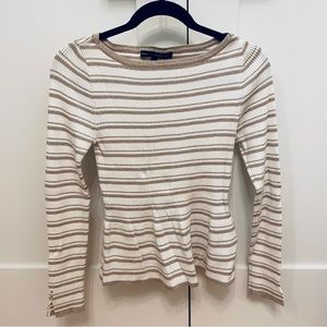 White House Black Market metallic striped peplum sweater